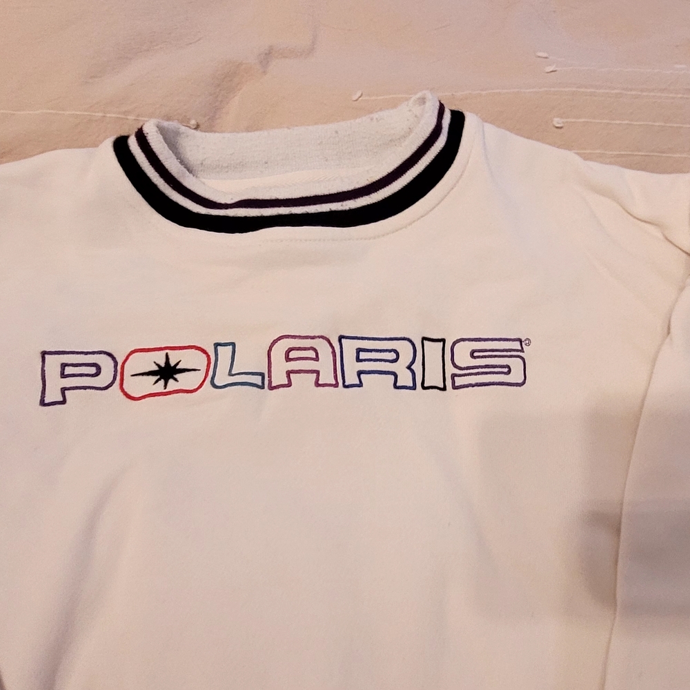 Polaris White Sweatshirt with Embroidered Logo
